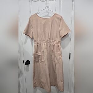 Shein. Modest Dress. Tan. Button back. True to Size